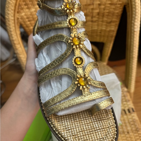 Sam Edelman Gold Boa Print Sandals - Picture 2 of 6